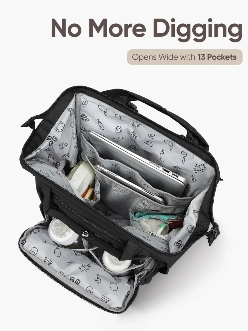 Stylish Baby Diaper Backpack with Changing Pad, Insulated Bottle Holders